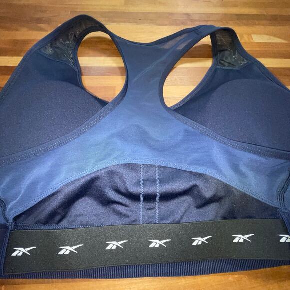 Reebok Lux Vector Medium Impact Racerback Bra Navy 1X - Picture 5 of 8